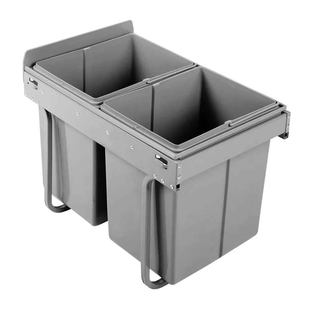 Cefito Pull Out Bin Kitchen Double Basket 2X20L Grey - Image 4