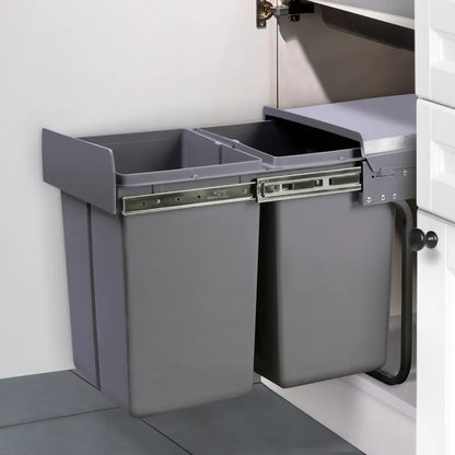 Cefito Pull Out Bin Kitchen Double Basket 2X20L Grey - Image 8