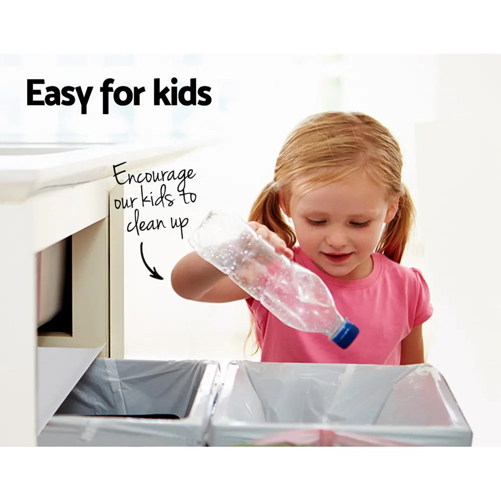 Cefito Pull Out Bin Kitchen Double Basket 2X20L White - Image 5