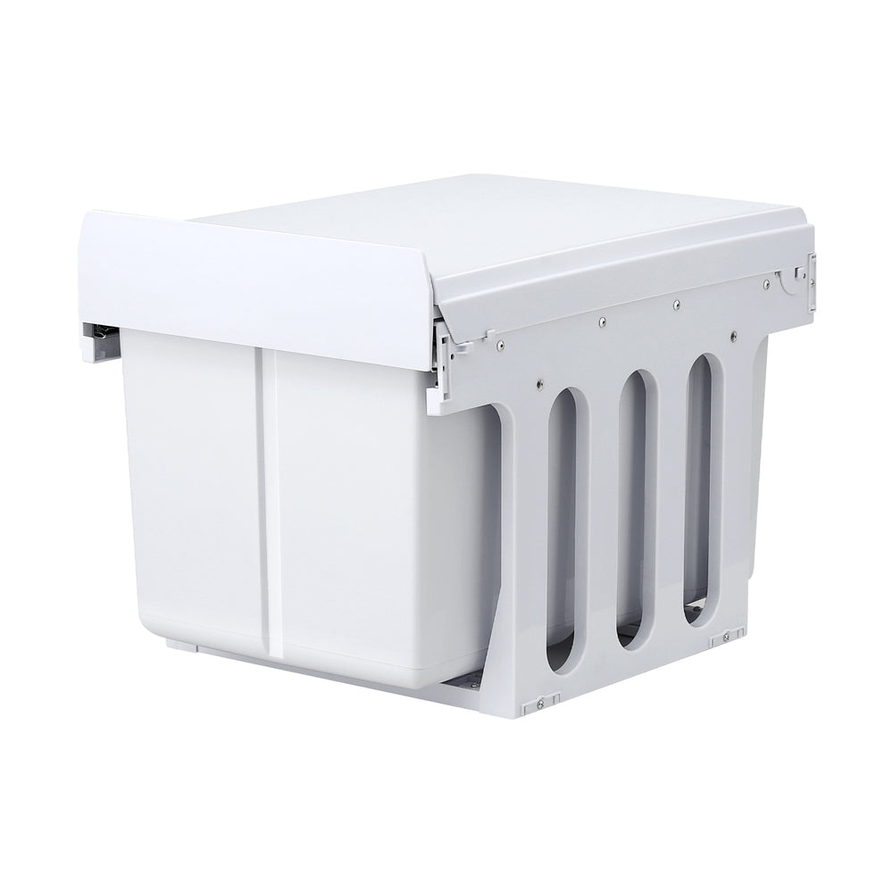 Cefito Pull Out Bin Kitchen Triple Slide Garbage Rubbish Bins Basket White 31L - Image 3