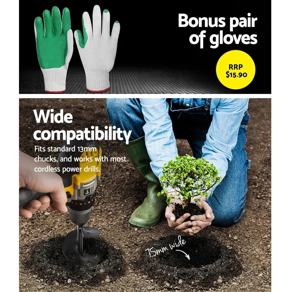 GIANTZ Power Garden Auger Small Earth Planter 75 X 300MM Black - Image 6