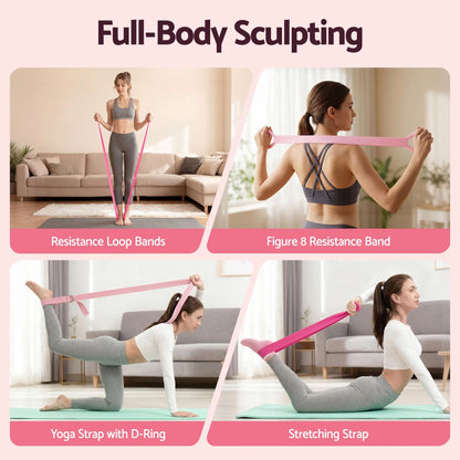 Everfit Pilates Ring Set for Women, 15pcs Home Workout Pilates Equipment with Ring, Ball, Yoga Socks, D-Ring etc. Pilates Starter Kit for Strength, Toning and Flexibility Pink - Image 7