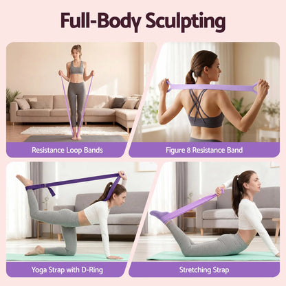 Everfit Pilates Ring Set for Women, 15pcs Home Workout Pilates Equipment with Ring, Ball, Yoga Socks, D-Ring etc. Pilates Starter Kit for Strength, Toning and Flexibility Purple - Image 7