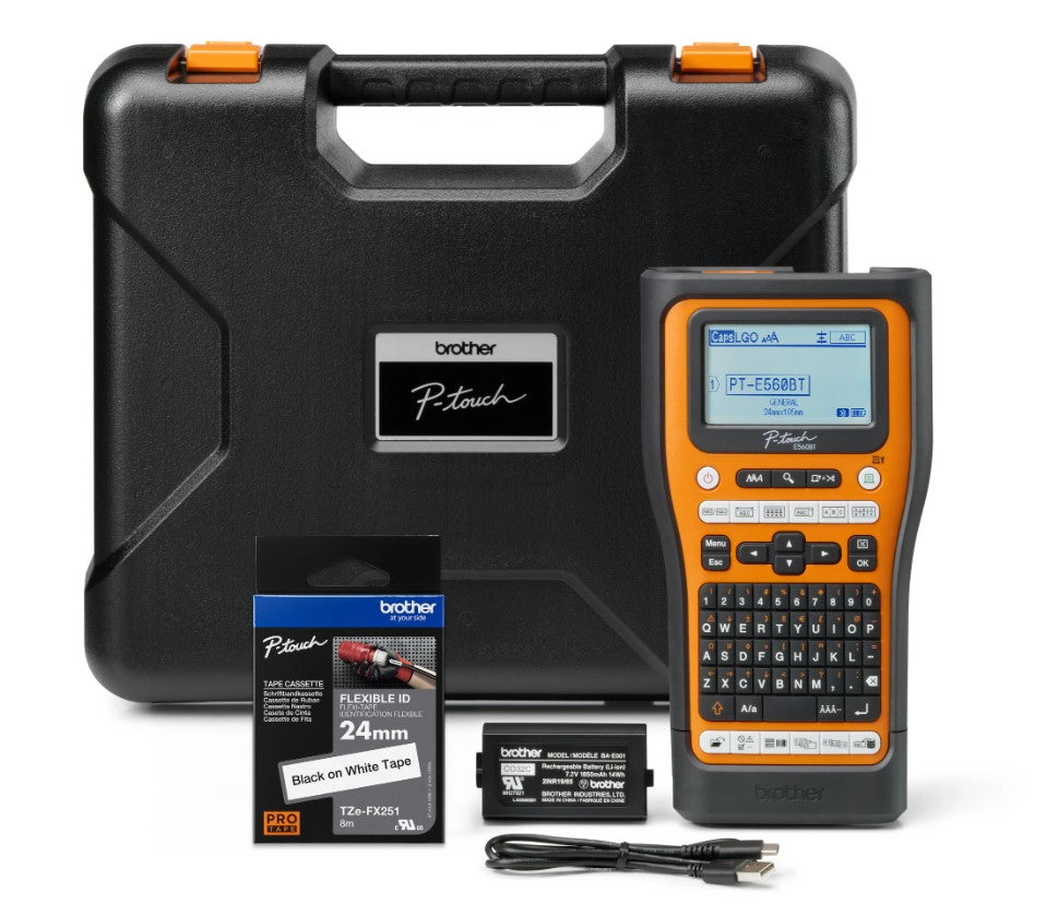 Brother PT-E560BTVP Industrial Handheld Label Printer  - 3 Year Warranty, included Carry case, Re...