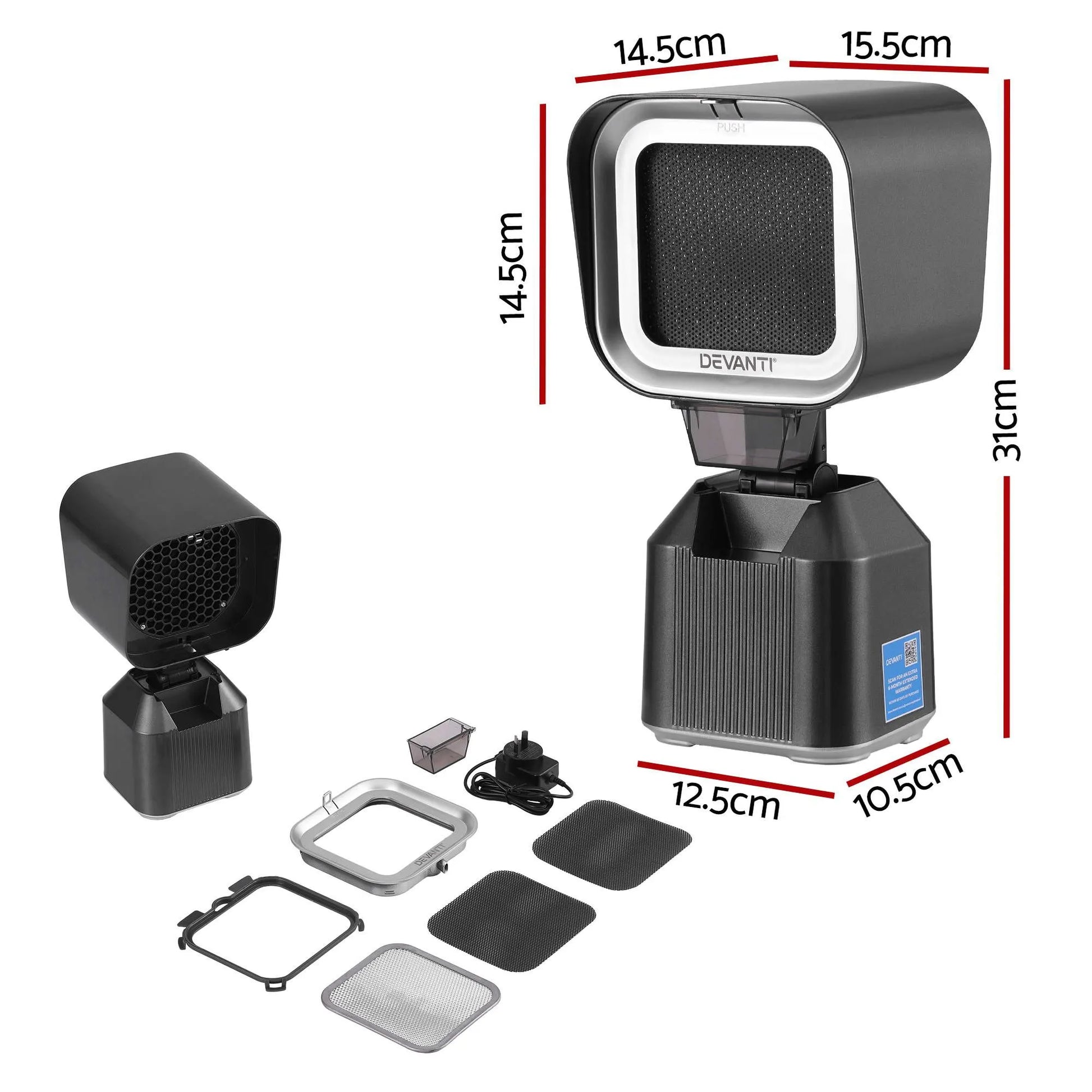 Devanti Portable Range Hood Desktop Exhaust Fan Adjustable Dual Filters Black - Image 2