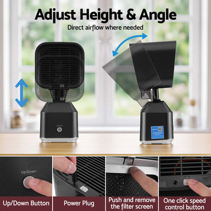 Devanti Portable Range Hood Desktop Exhaust Fan Adjustable Dual Filters Black - Image 5