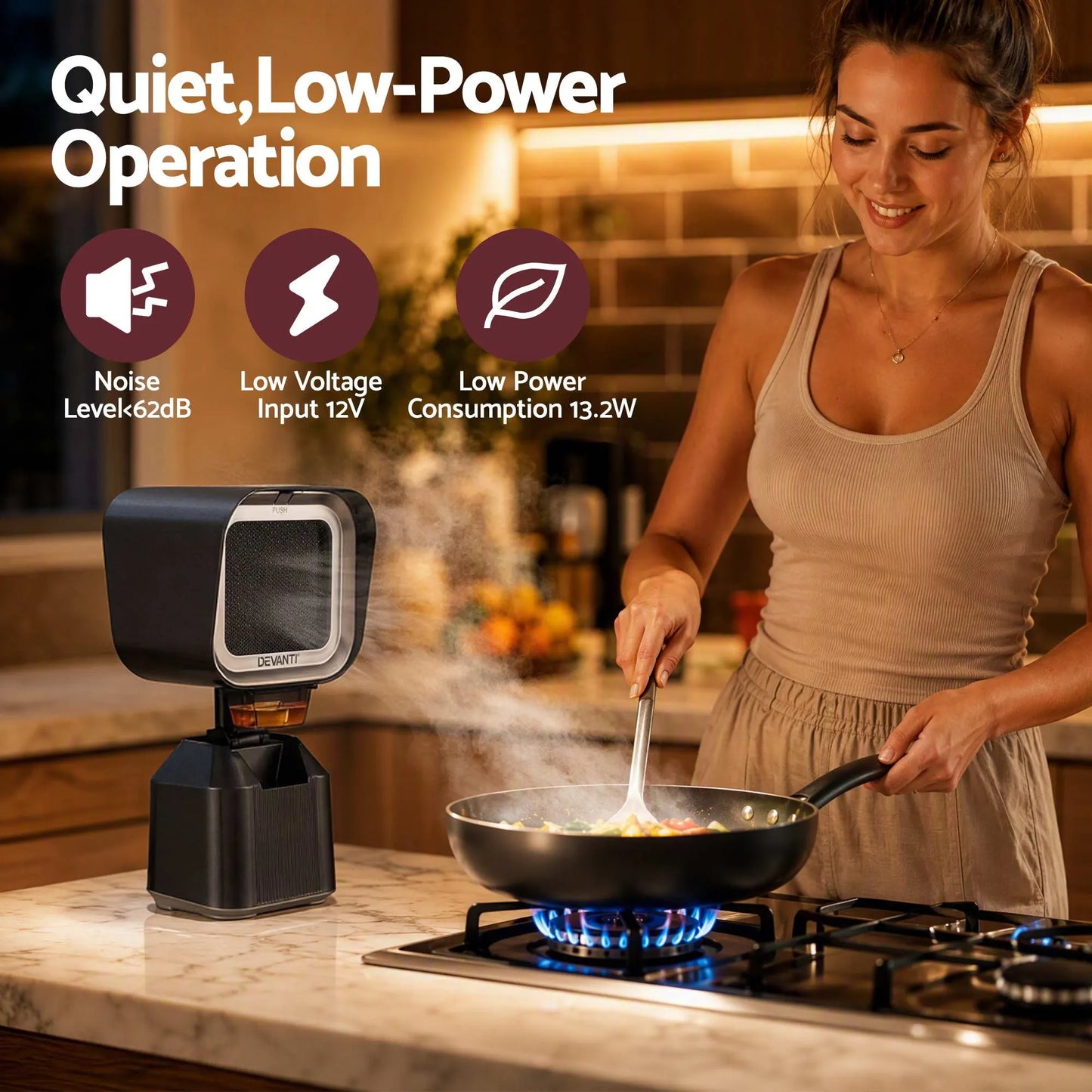 Devanti Portable Range Hood Desktop Exhaust Fan Adjustable Dual Filters Black - Image 7