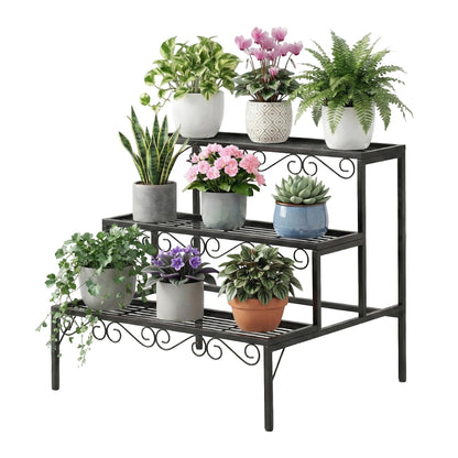 Artiss Plant Stand 3 Tier Metal Corner Plant Shelf Multiple Flower Holder Rack - Image 2