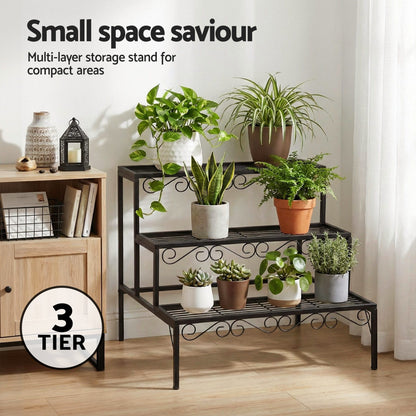 Artiss Plant Stand 3 Tier Metal Corner Plant Shelf Multiple Flower Holder Rack - Image 5