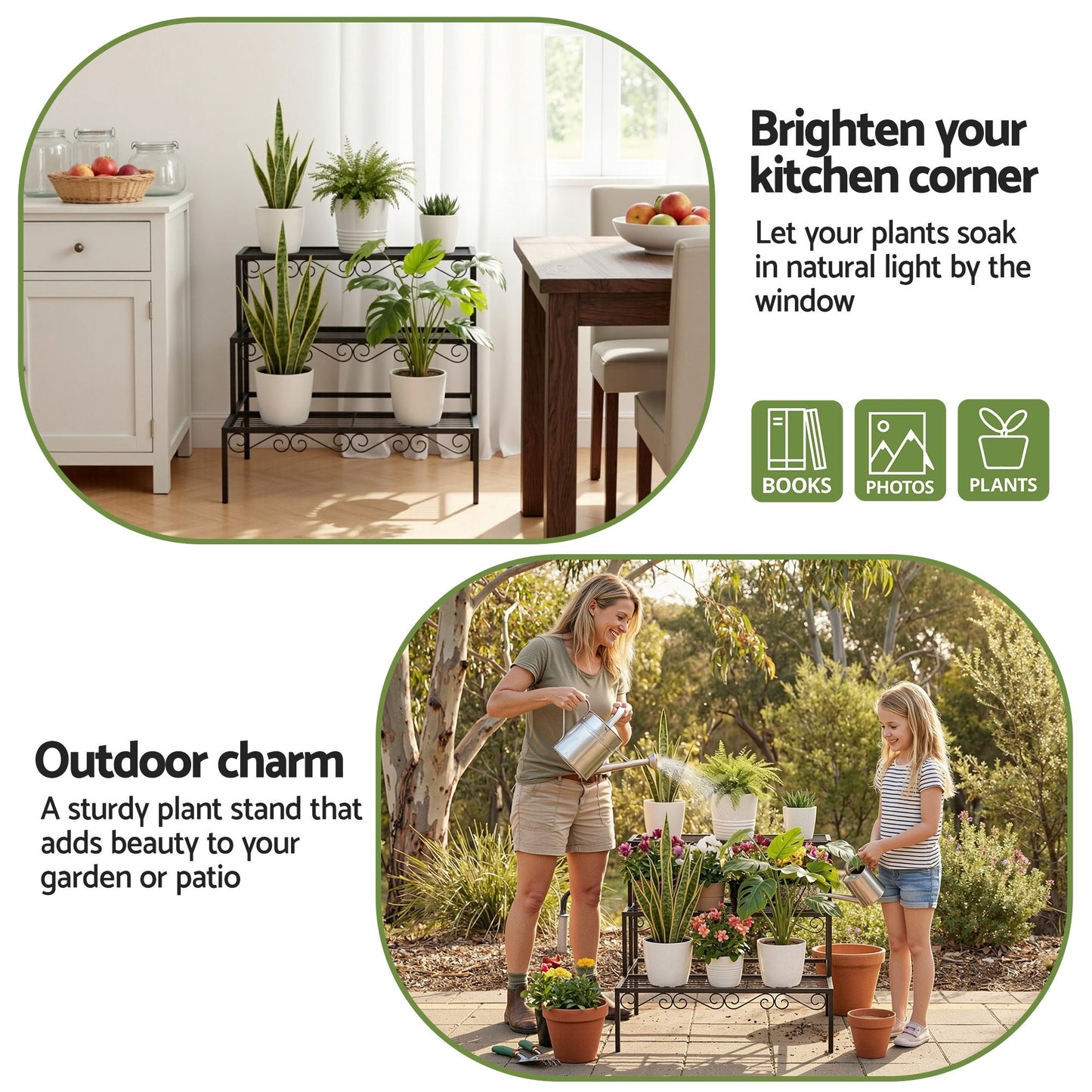 Artiss Plant Stand 3 Tier Metal Corner Plant Shelf Multiple Flower Holder Rack - Image 7