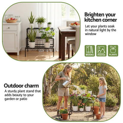 Artiss Plant Stand 3 Tier Metal Corner Plant Shelf Multiple Flower Holder Rack - Image 7