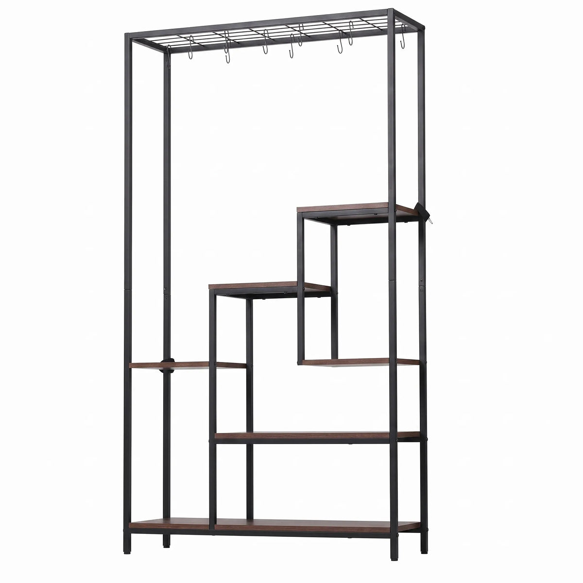 Artiss Tall Plant Stand Indoor, 6-Tier Pot Plant Shelf with Hanging Hooks, Metal & Wooden Flower Holder, Large Tiered Display Rack for Patio Garden Balcony Living Room, Indoor Outdoor Use - Image 8