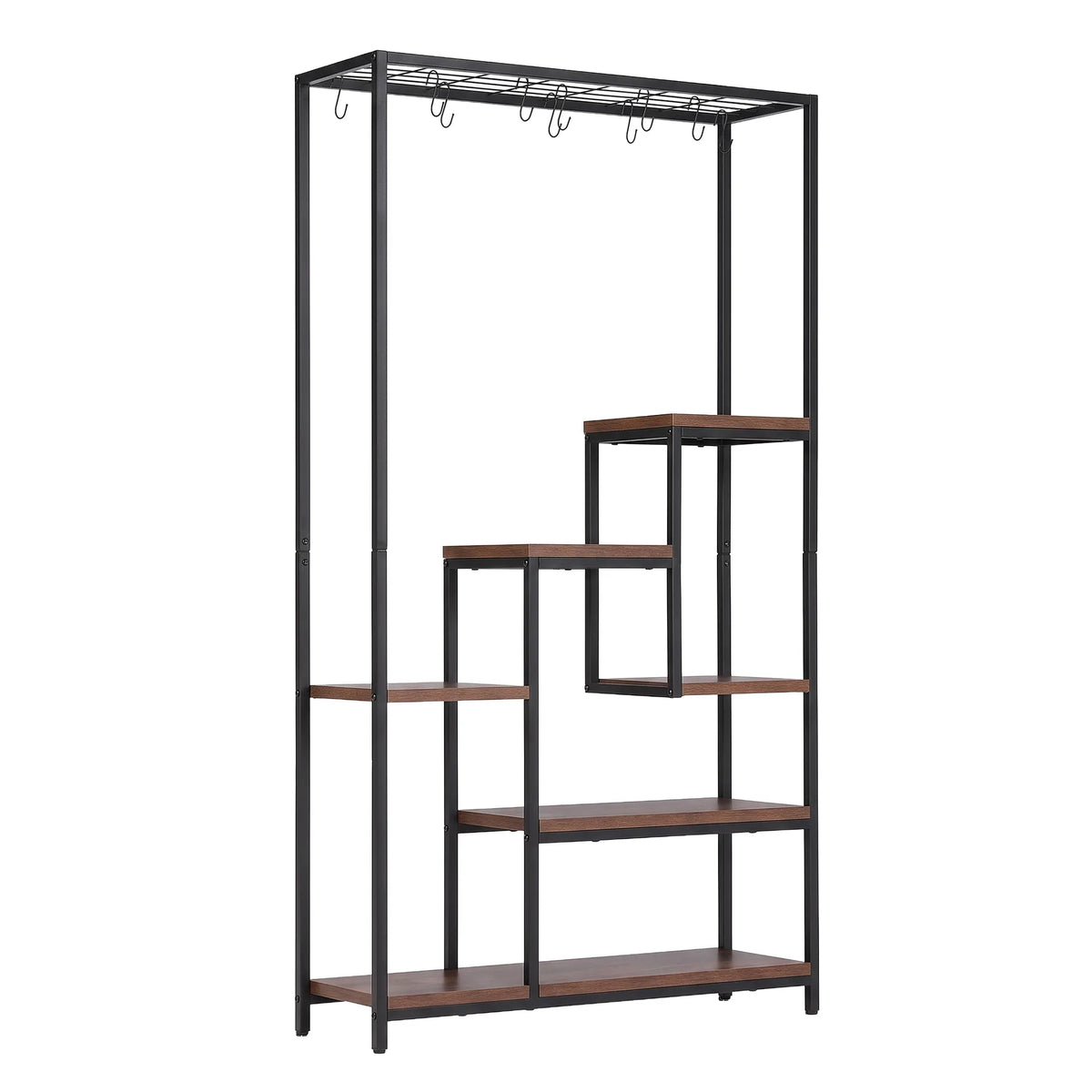 Artiss Tall Plant Stand Indoor, 6-Tier Pot Plant Shelf with Hanging Hooks, Metal & Wooden Flower Holder, Large Tiered Display Rack for Patio Garden Balcony Living Room, Indoor Outdoor Use - Image 9