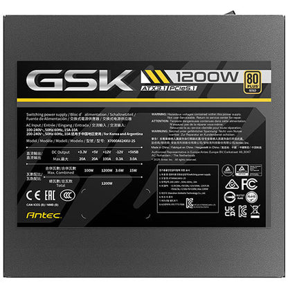 Antec GSK1200 AU, ATX 12V 3.1, 1200W, Full-Modular, 80 Plus Gold, 120mm FDB fan, 100–240V, OCP/OV... - Image 4