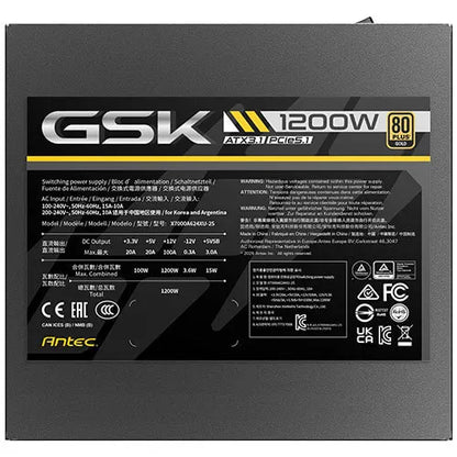 Antec GSK1200 AU, ATX 12V 3.1, 1200W, Full-Modular, 80 Plus Gold, 120mm FDB fan, 100–240V, OCP/OV... - Image 4