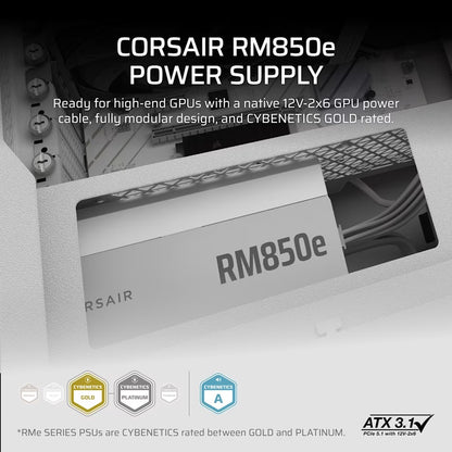 Corsair RMe Series™ RM850e - Fully Modular Low-Noise ATX Power Supply - White (AU), Cybenetics Go... - Image 2