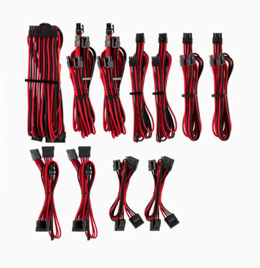 (LSFor Corsair PSU - RED/BLACK Premium Individually Sleeved DC Cable Pro Kit, Type 4 (Generation...