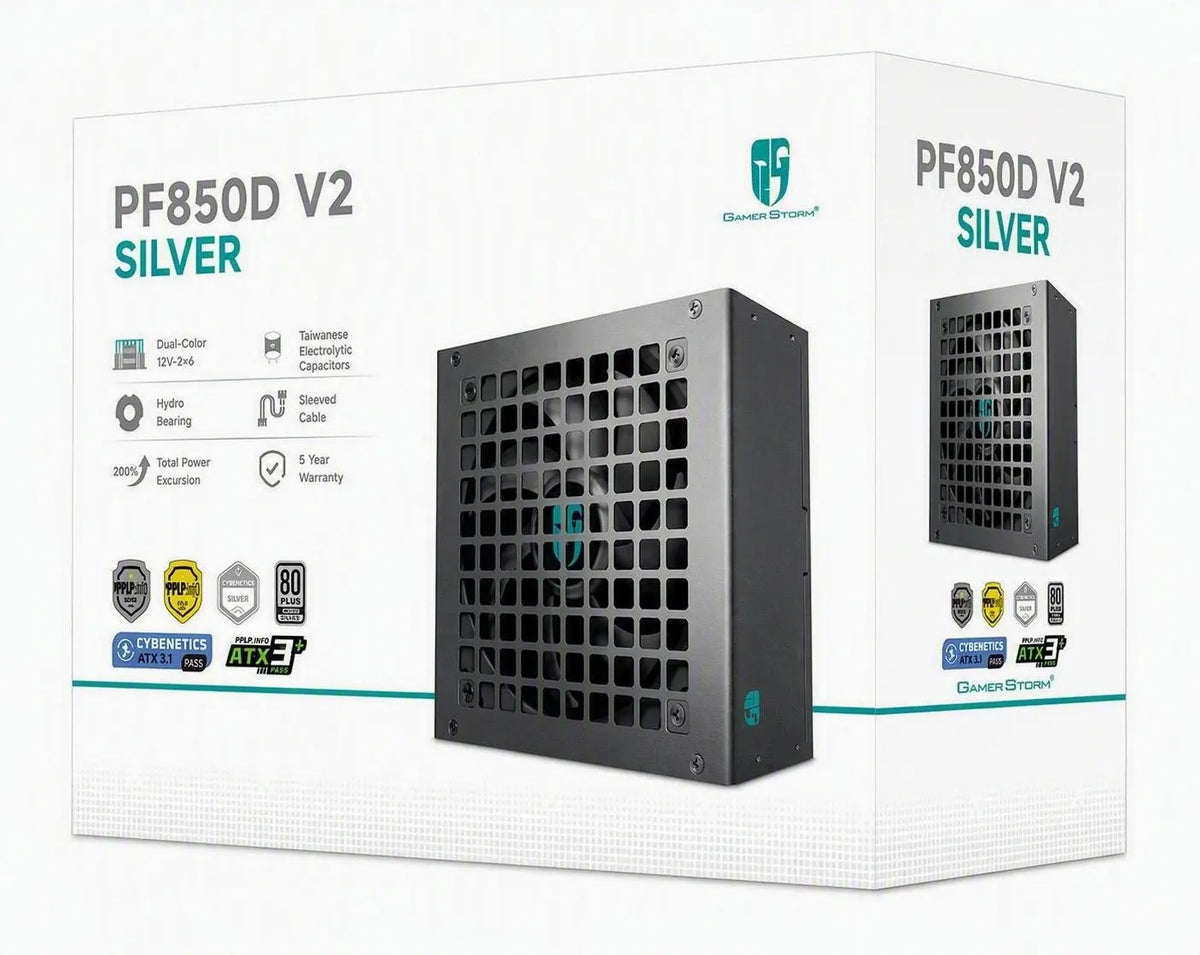 DeepCool PF850D V2 850W Gamer Storm 80+ Silver/Cybenetics Non-Modular ATX Power Supply, Taiwanese...