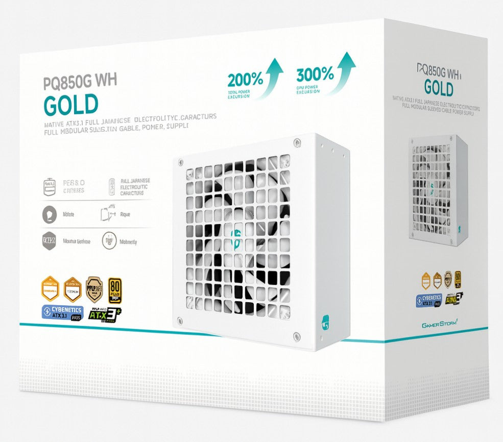 DeepCool PQ850G WH 850W Gamer Storm 80+ Gold/Cybenetics Fully Modular ATX Power Supply 120mm Fan,...