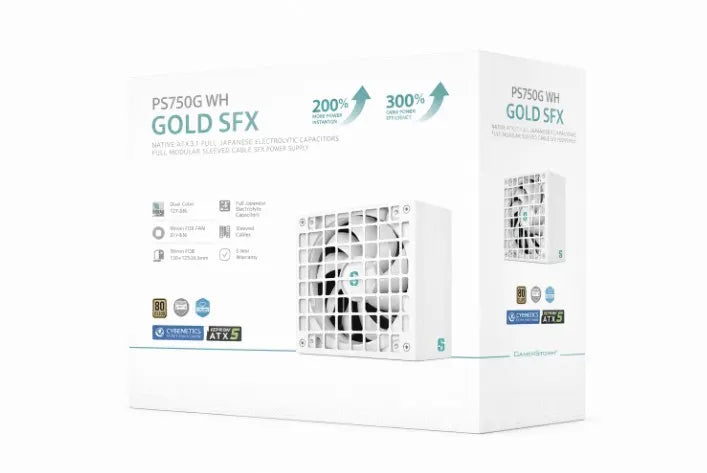 DeepCool PS750G WH 750W Gamer Storm SFX ,Full Japanese Electrolytic Capacitors, Cybenetics Platin...