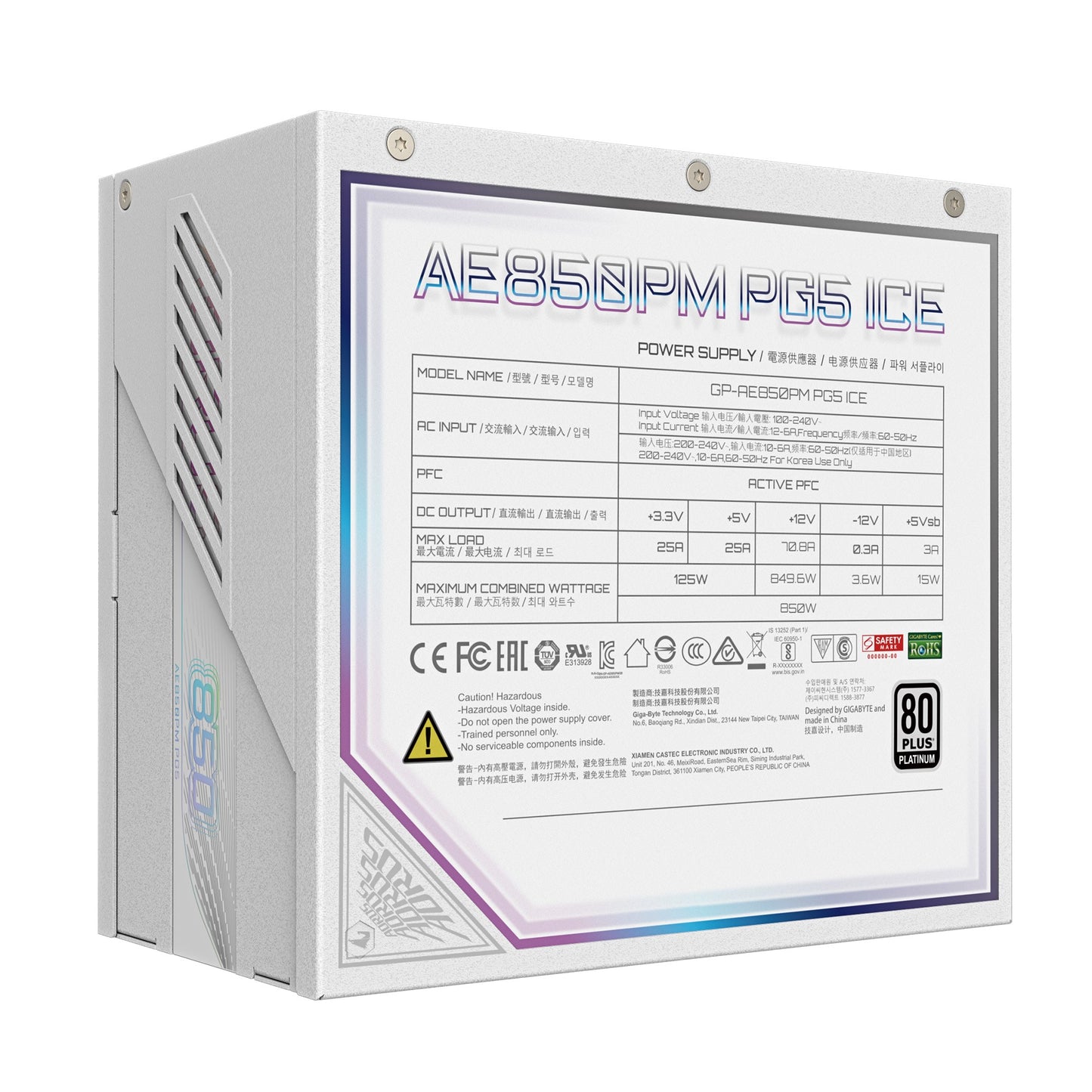 Gigabyte GP-AE850PM PG5 ICE 850W PSU Power Supply, ATX  60-50 Hz 850W  120mm Fan 80 PLUS  Platinu... - Image 4