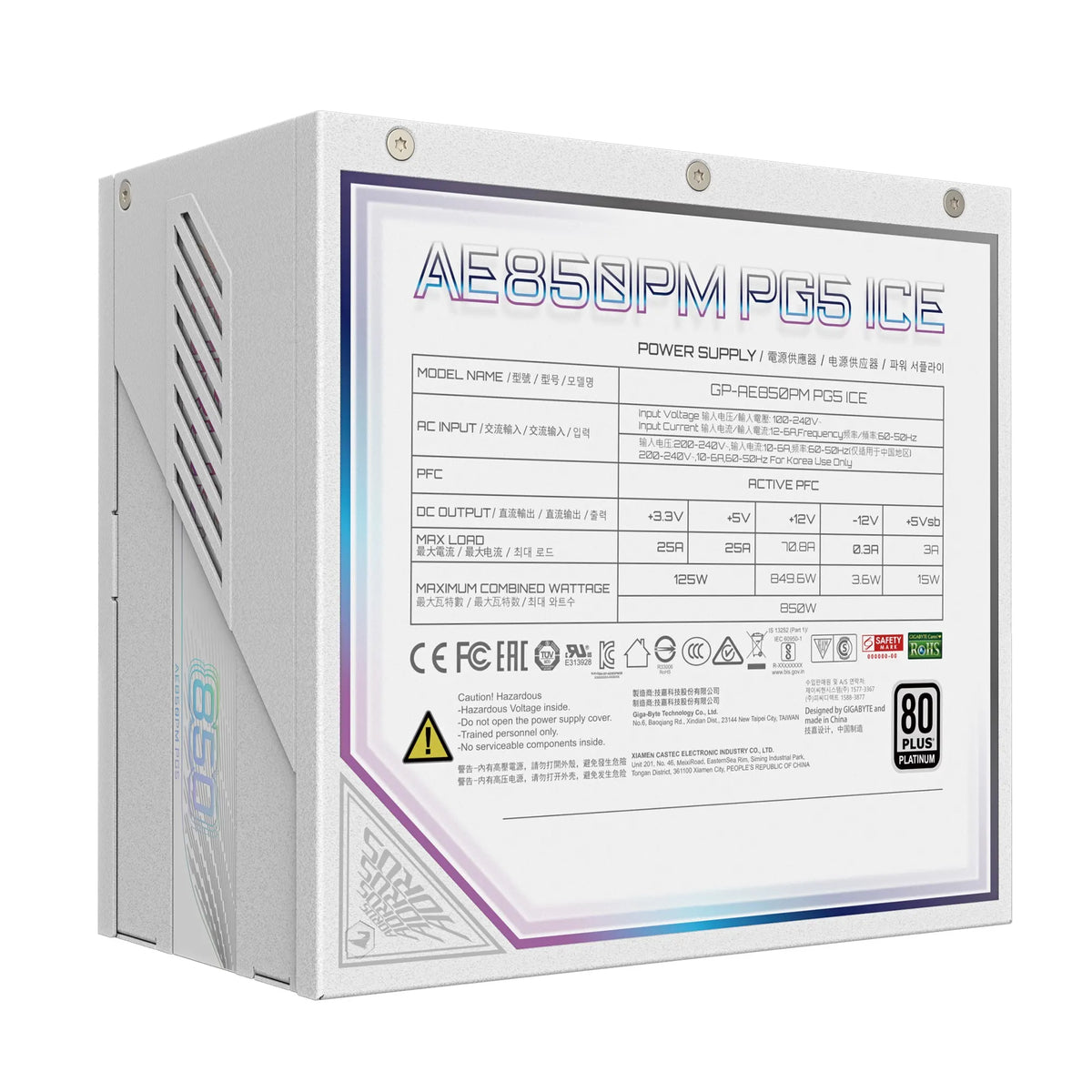 Gigabyte GP-AE850PM PG5 ICE 850W PSU Power Supply, ATX  60-50 Hz 850W  120mm Fan 80 PLUS  Platinu... - Image 4