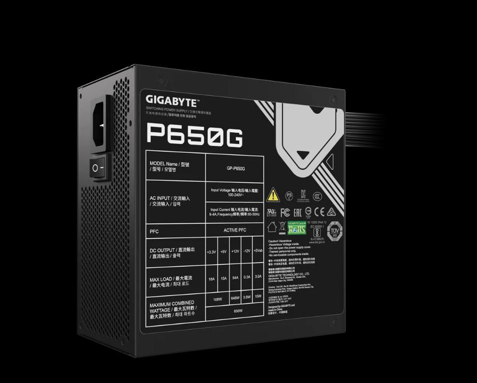 Gigabyte GP-P650G 650W ATX PSU Power Supply 80+  120mm 12V >100K Hrs 60-50 Hz 650W 120mm Fan 80 P... - Image 3