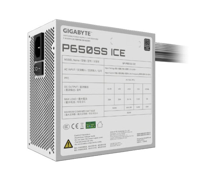 Gigabyte GP-P650SS ICE 650W ATX PSU Power Supply 80+ Silver 120mm 12V >100K Hrs 50-60 Hz 120mm Fa... - Image 4