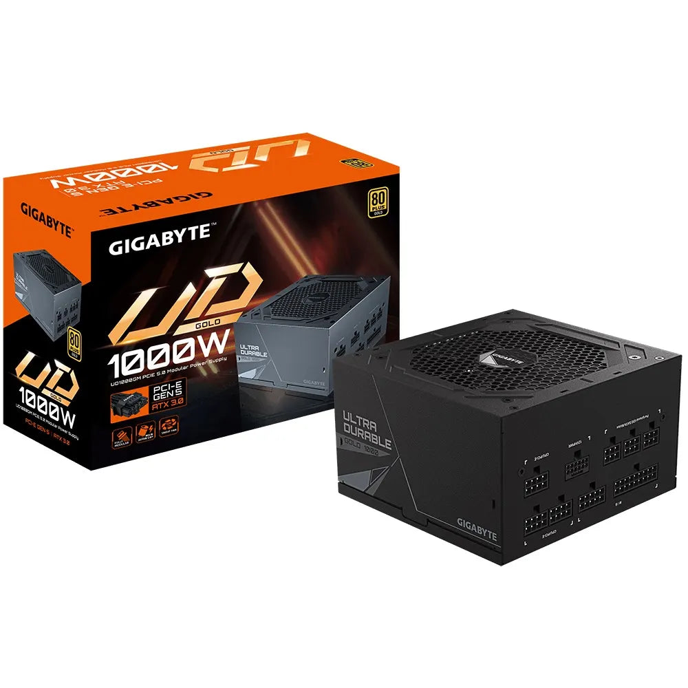 Gigabyte UD1000GM PG5 2.0 1000W ATX PSU Power Supply  80+ Gold >90% 120mm Fan Black Flat Cables S...
