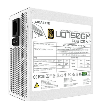 Gigabyte UD750GM ICE PG5 750W ATX PSU Power Supply  80+ Gold >90%  Black Flat Cables Single +12V... - Image 4
