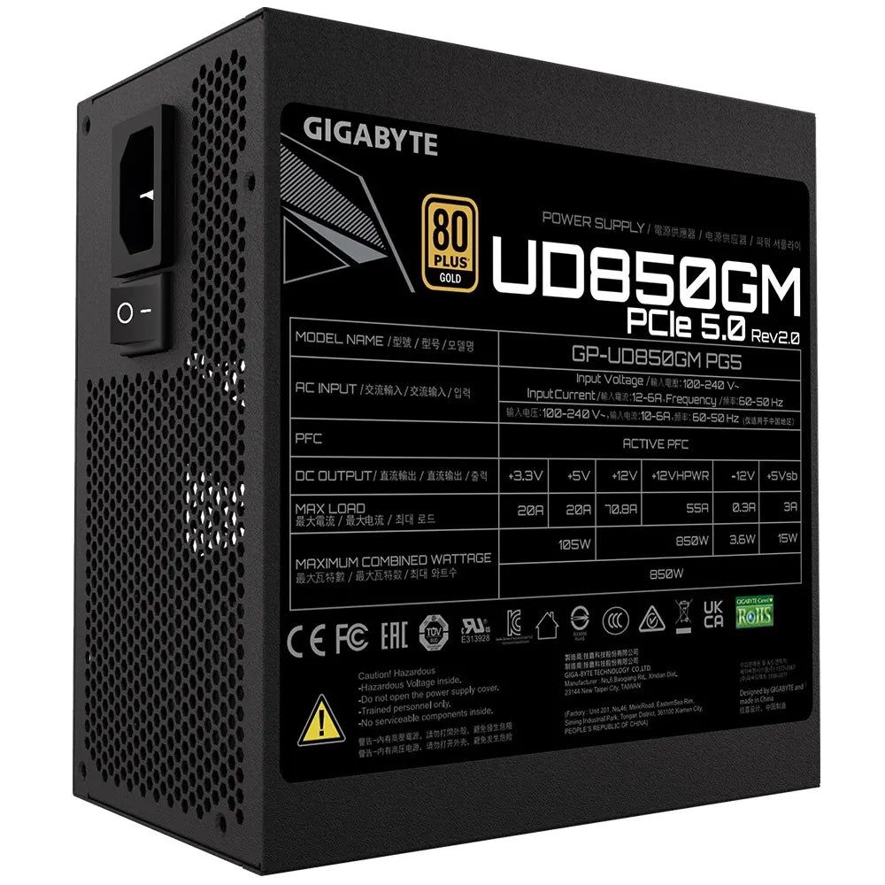 Gigabyte UD850GM PG5 2.0 850W ATX PSU Power Supply  80 PLUS GOLD Fan Type 120mm Hydraulic Bearing... - Image 4