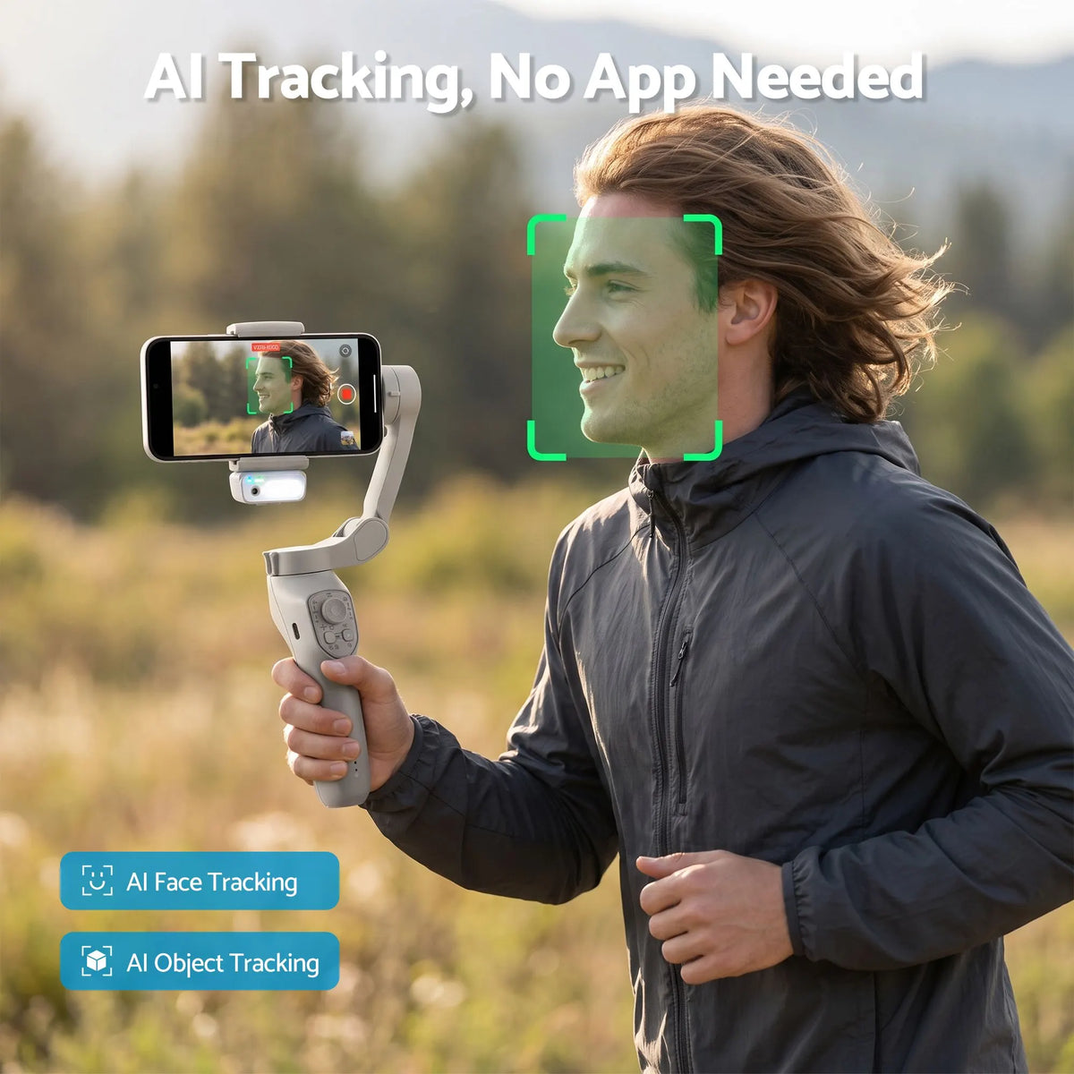 Devanti 3-Axis Handheld Gimbal Stabilizer for Smartphone & Tripod AI Tracking Fill Light - Image 5