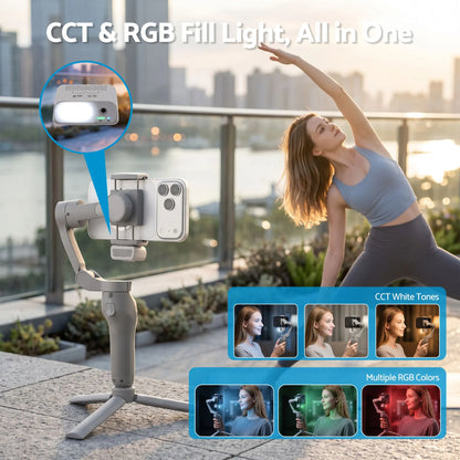 Devanti 3-Axis Handheld Gimbal Stabilizer for Smartphone & Tripod AI Tracking Fill Light - Image 6