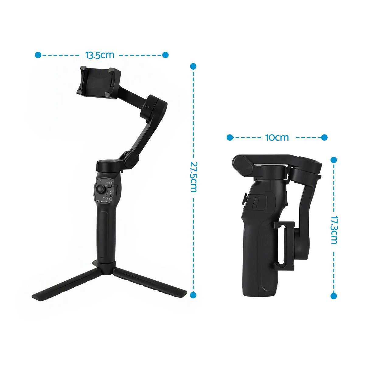 Devanti 3-Axis Gimbal Stabilizer with Tripod for Smartphone, Foldable Selfie Stick - Image 3