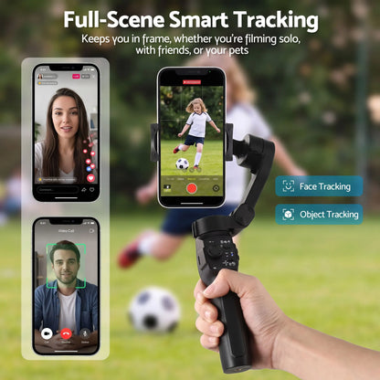Devanti 3-Axis Gimbal Stabilizer with Tripod for Smartphone, Foldable Selfie Stick - Image 5