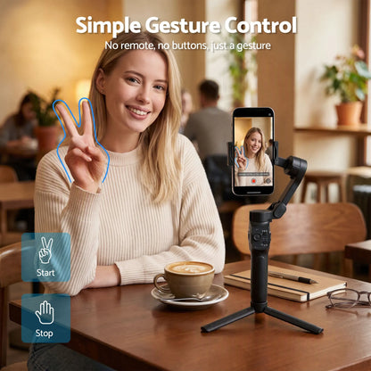 Devanti 3-Axis Gimbal Stabilizer with Tripod for Smartphone, Foldable Selfie Stick - Image 6