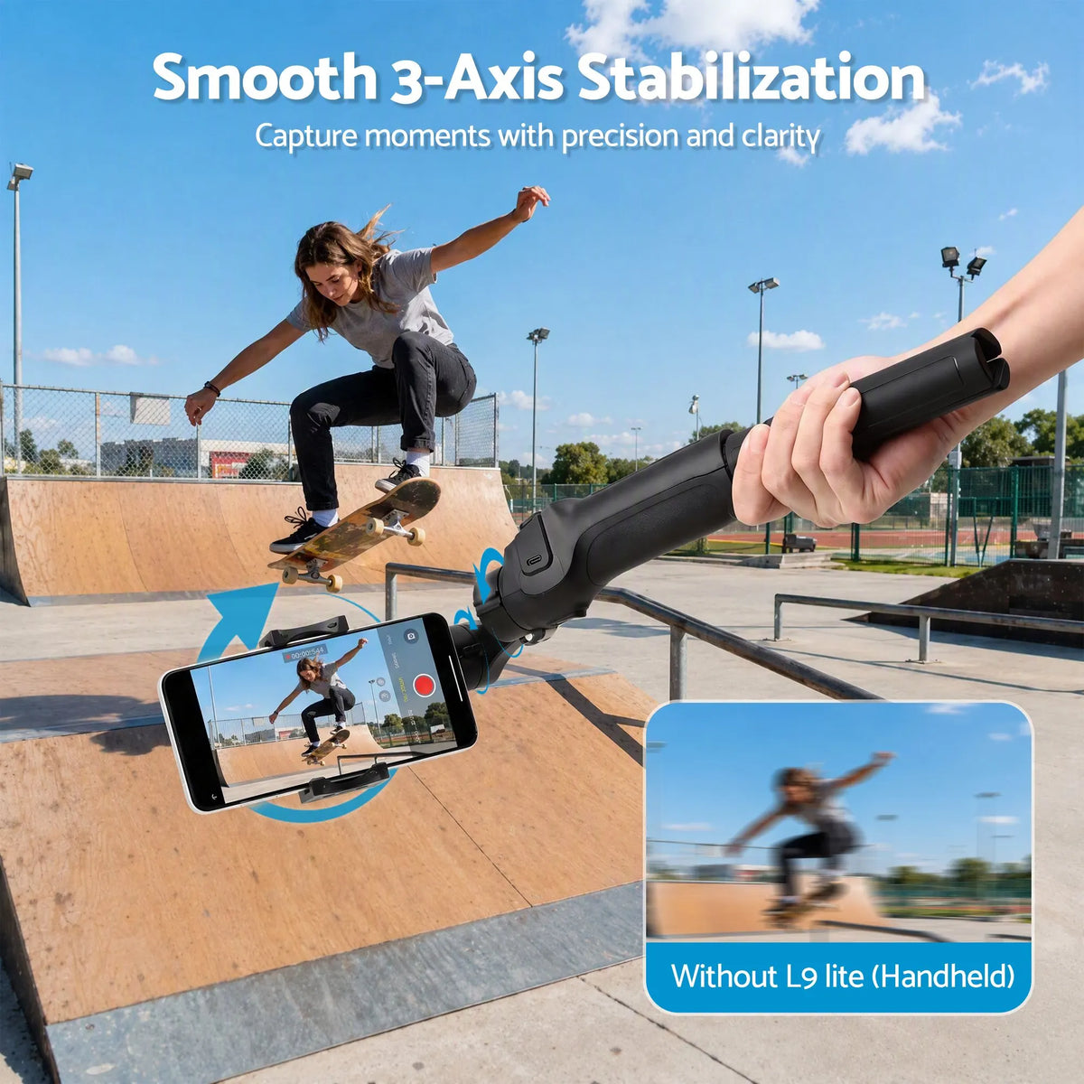 Devanti 3-Axis Gimbal Stabilizer with Tripod for Smartphone, Foldable Selfie Stick - Image 7