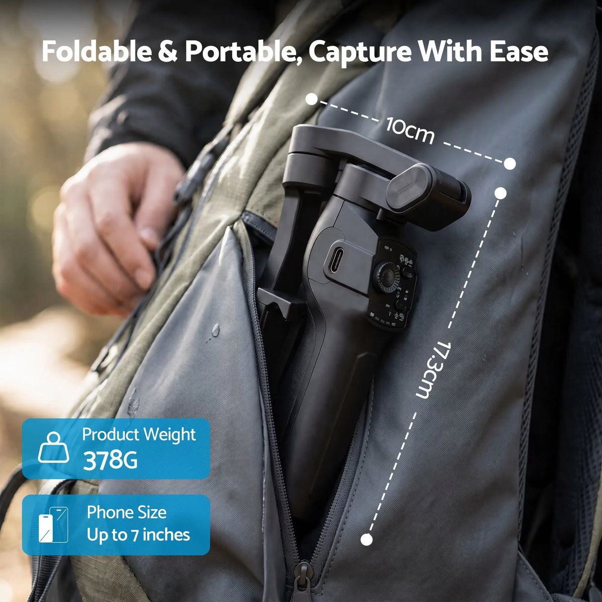 Devanti 3-Axis Gimbal Stabilizer with Tripod for Smartphone, Foldable Selfie Stick - Image 9