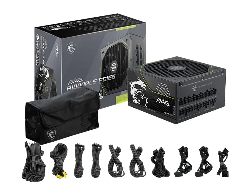 MSI MAG A1000PLS PCIE5, 1000W, 80 PLUS Platinum, Fully Modular, ATX, Native 12V-2x6 PCIe 5.1, 135... - Image 4