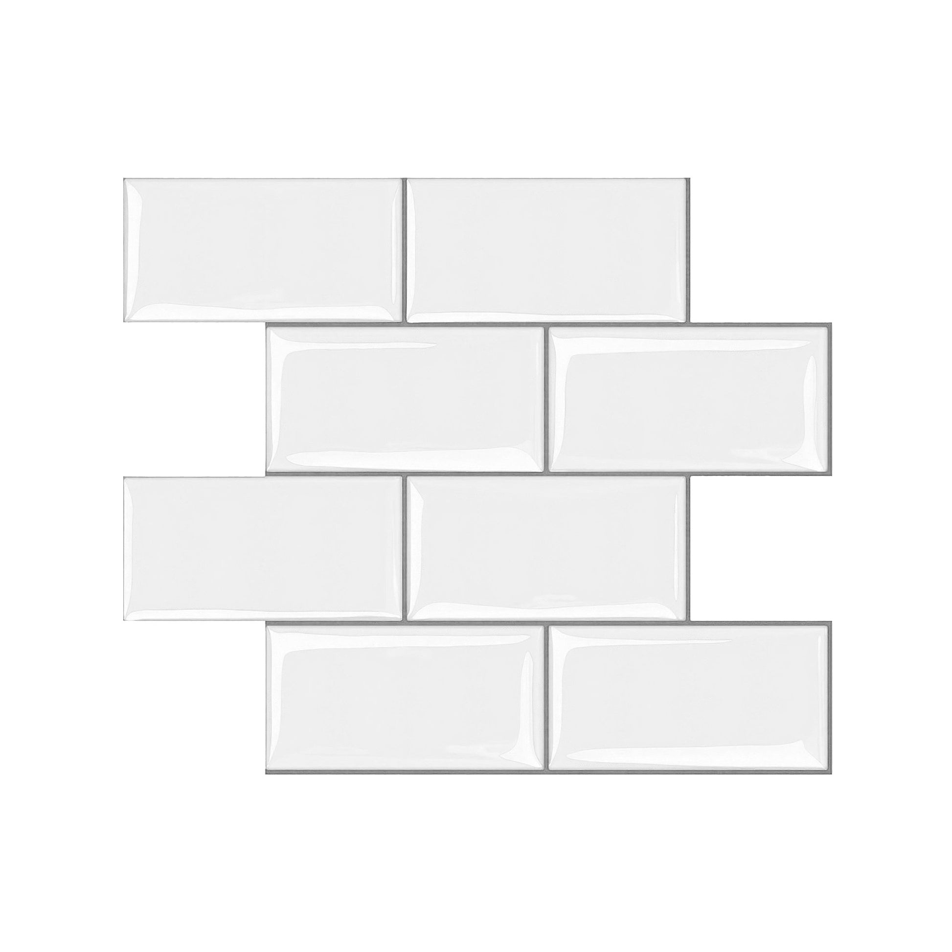 Artiss 3D Peel and Stick Wall Tiles Self Adhesive Subway Backsplash 10 Sheets, White - Image 4