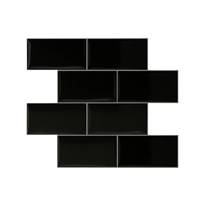 Artiss 3D Peel and Stick Wall Tiles Self Adhesive Subway Backsplash 10 Sheets, Black - Image 4
