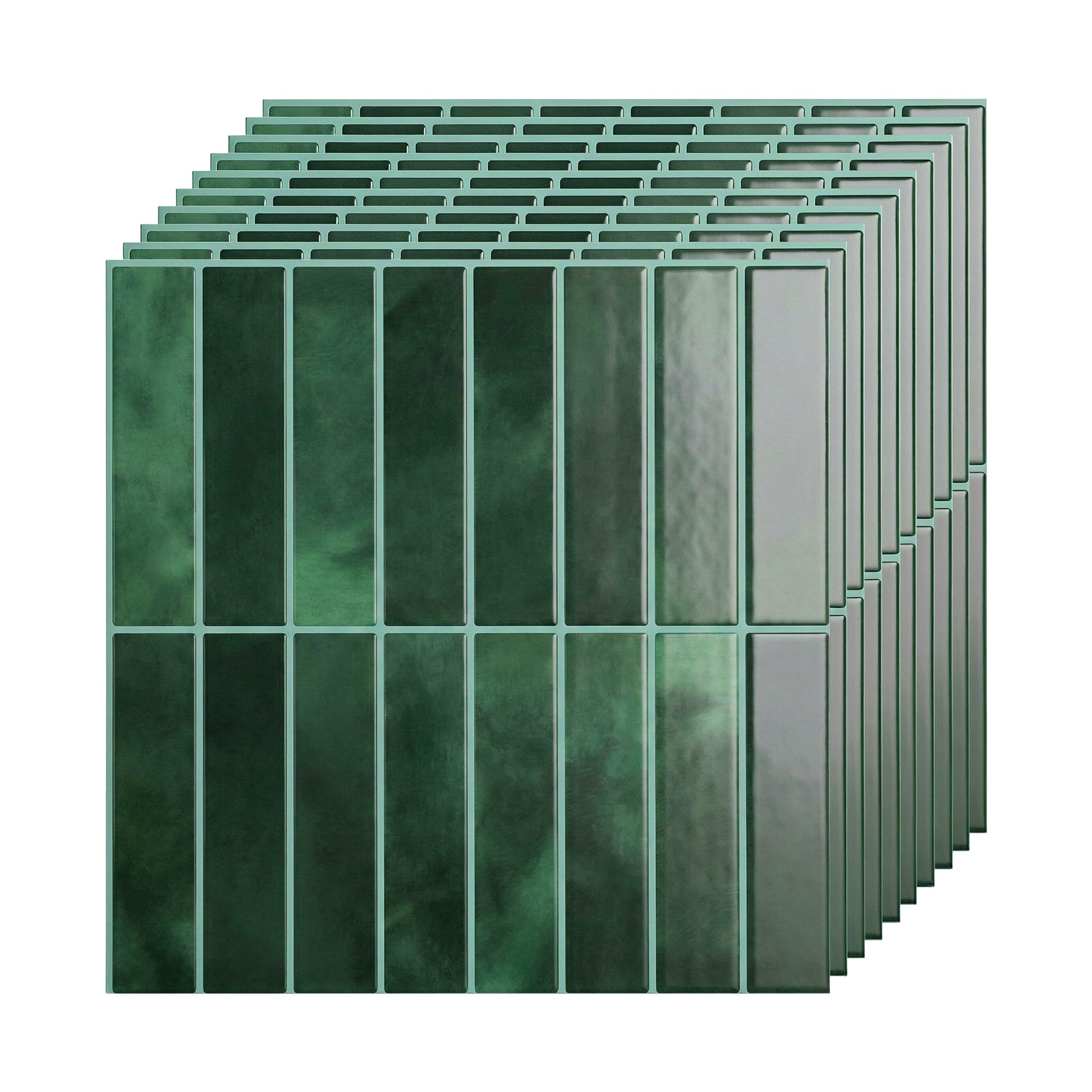 Artiss 3D Peel and Stick Wall Tiles Self Adhesive LinearGrid Backsplash 10 Sheets, Green - Image 9