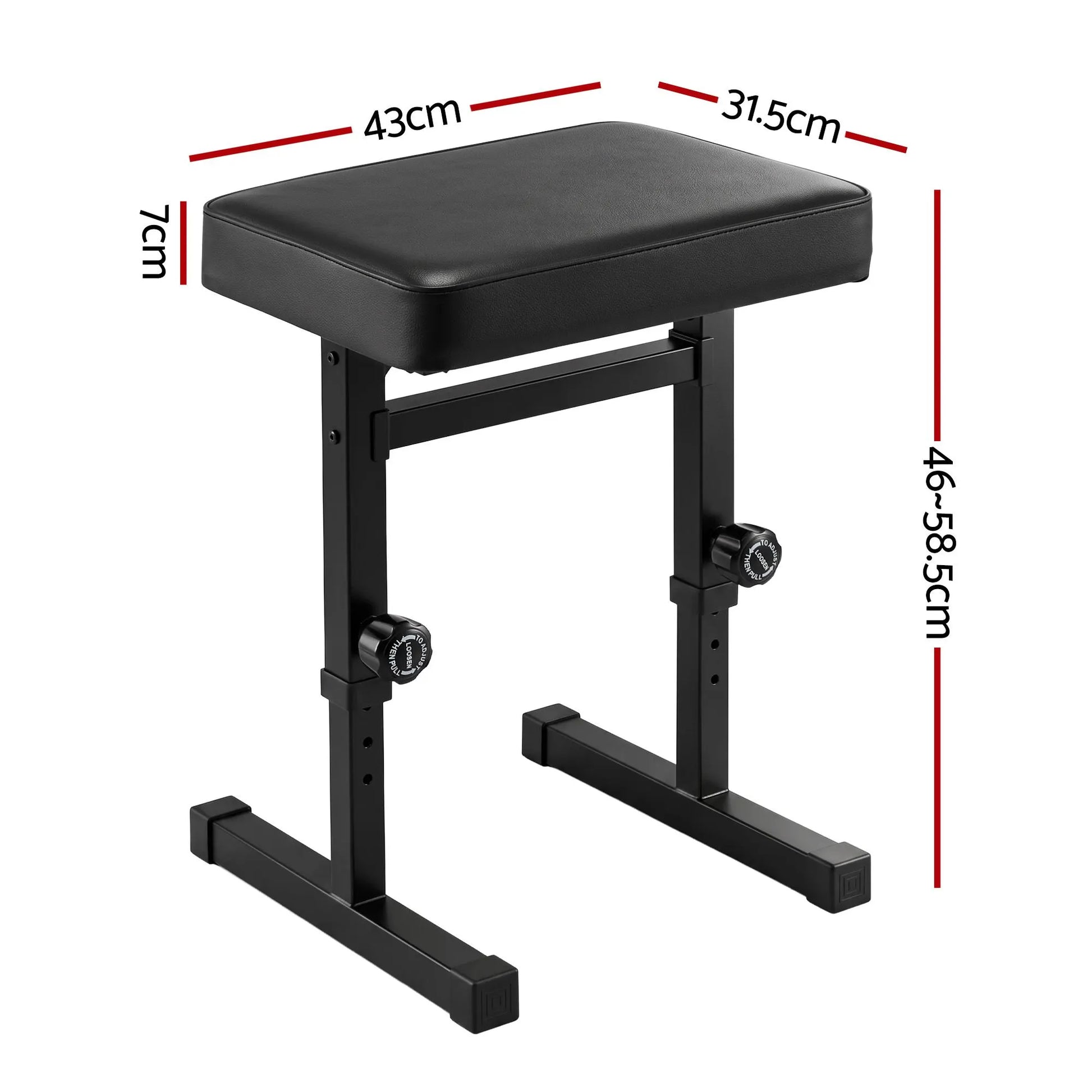 Alpha Piano Bench Adjustable Seat Heavy Duty H-Shape Piano Stool Black - Image 2