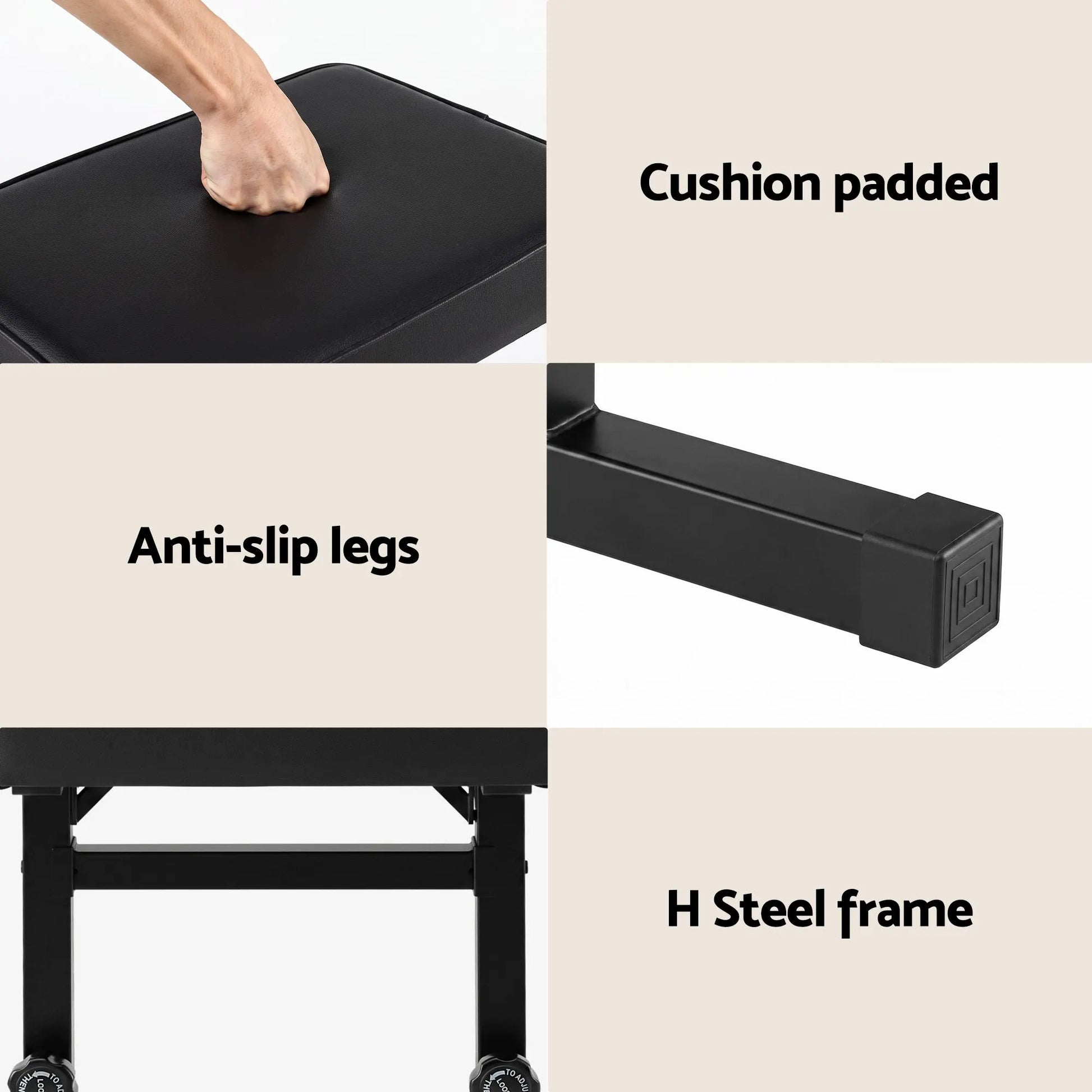 Alpha Piano Bench Adjustable Seat Heavy Duty H-Shape Piano Stool Black - Image 6