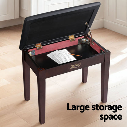 Alpha Piano Bench Stool with Storage Wooden PU Leather - Image 5