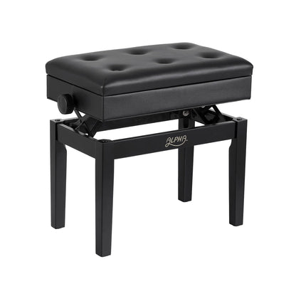 Alpha Adjustable Piano Bench Wooden Keyboard Seat Padded Music Chair Black - Image 4