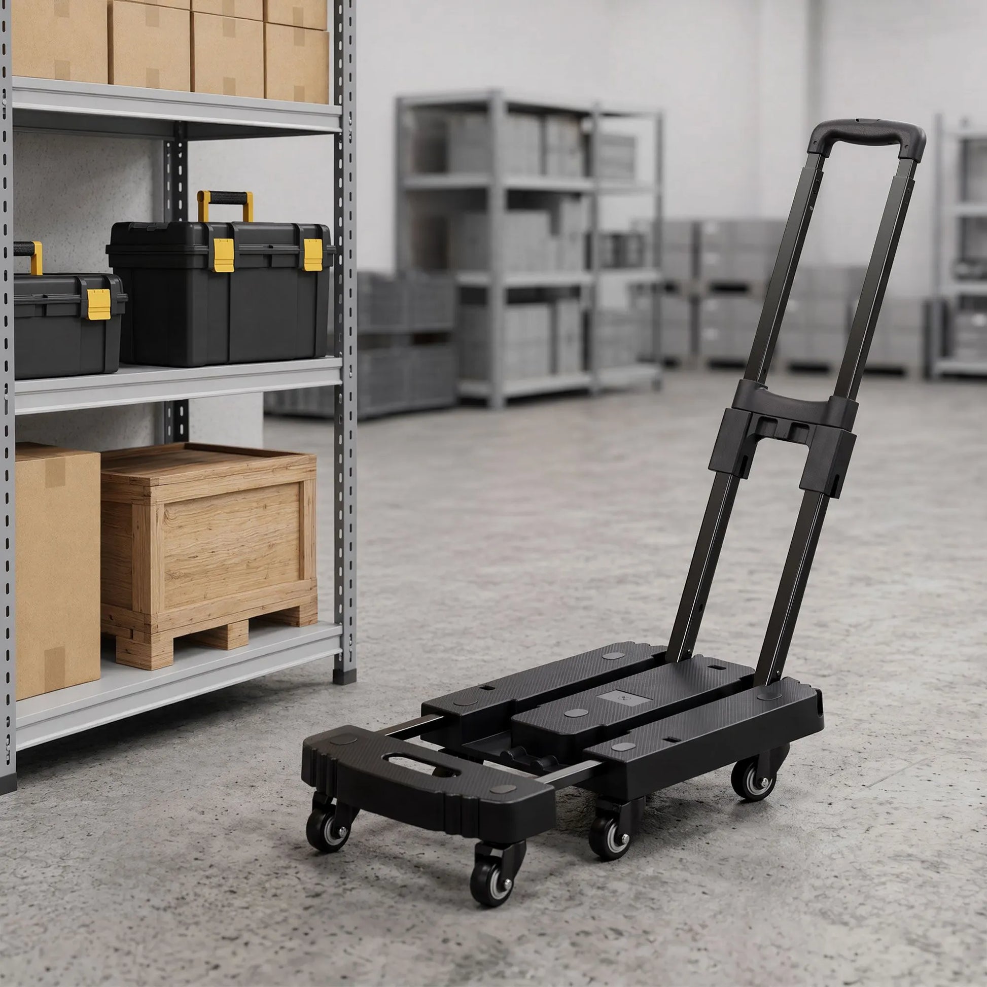 Giantz Folding Hand Truck Platform Trolley Foldable Dolly Cart 200kg Load Black