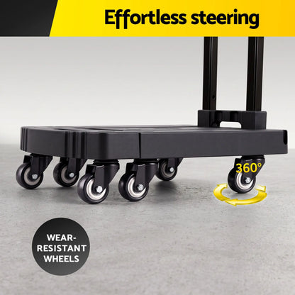 Giantz Folding Hand Truck Platform Trolley Foldable Dolly Cart 200kg Load Black - Image 8