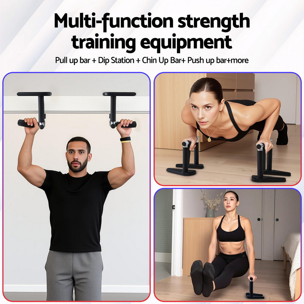 Everfit Pull Up Bar Chin Up Grips Foldable Doorway Gym Portable Black - Image 4