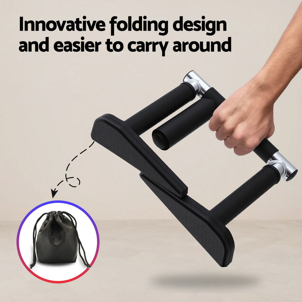 Everfit Pull Up Bar Chin Up Grips Foldable Doorway Gym Portable Black - Image 6